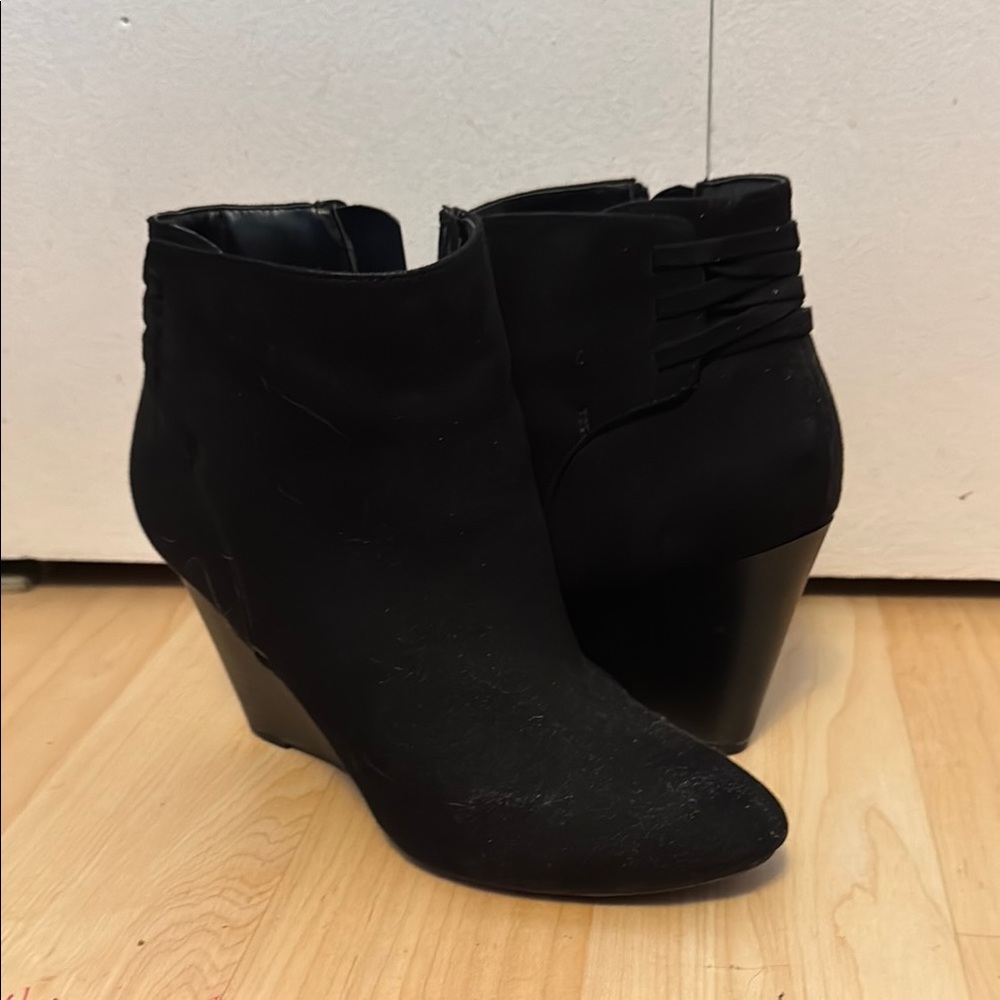 Women's Black Wedge Ankle Boots